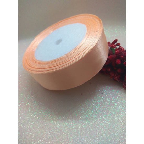 ОПТ Лента атласная однотонная 2,5 см*25 ярдов цв. светло-персиковый, цена за катушку